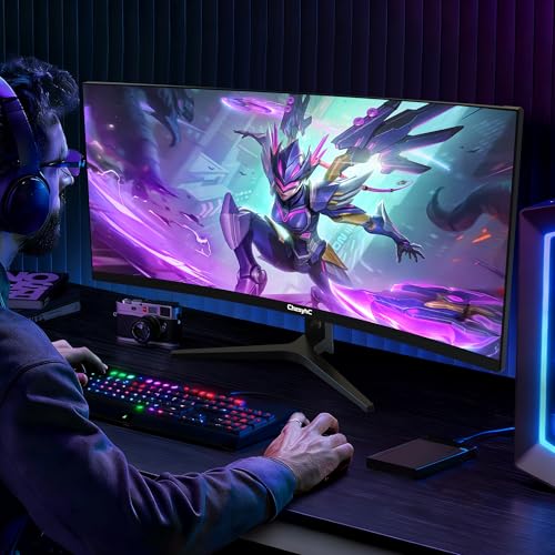 Image of 34 Inch Ultrawide Curved Gaming Monitor - WQHD 3440x1440p, 165Hz, 120% sRGB, FreeSync, VESA Mountable (DP&HDMI Cable Incl.) - Immersive PC Monitor for Gamers & Professionals, Black