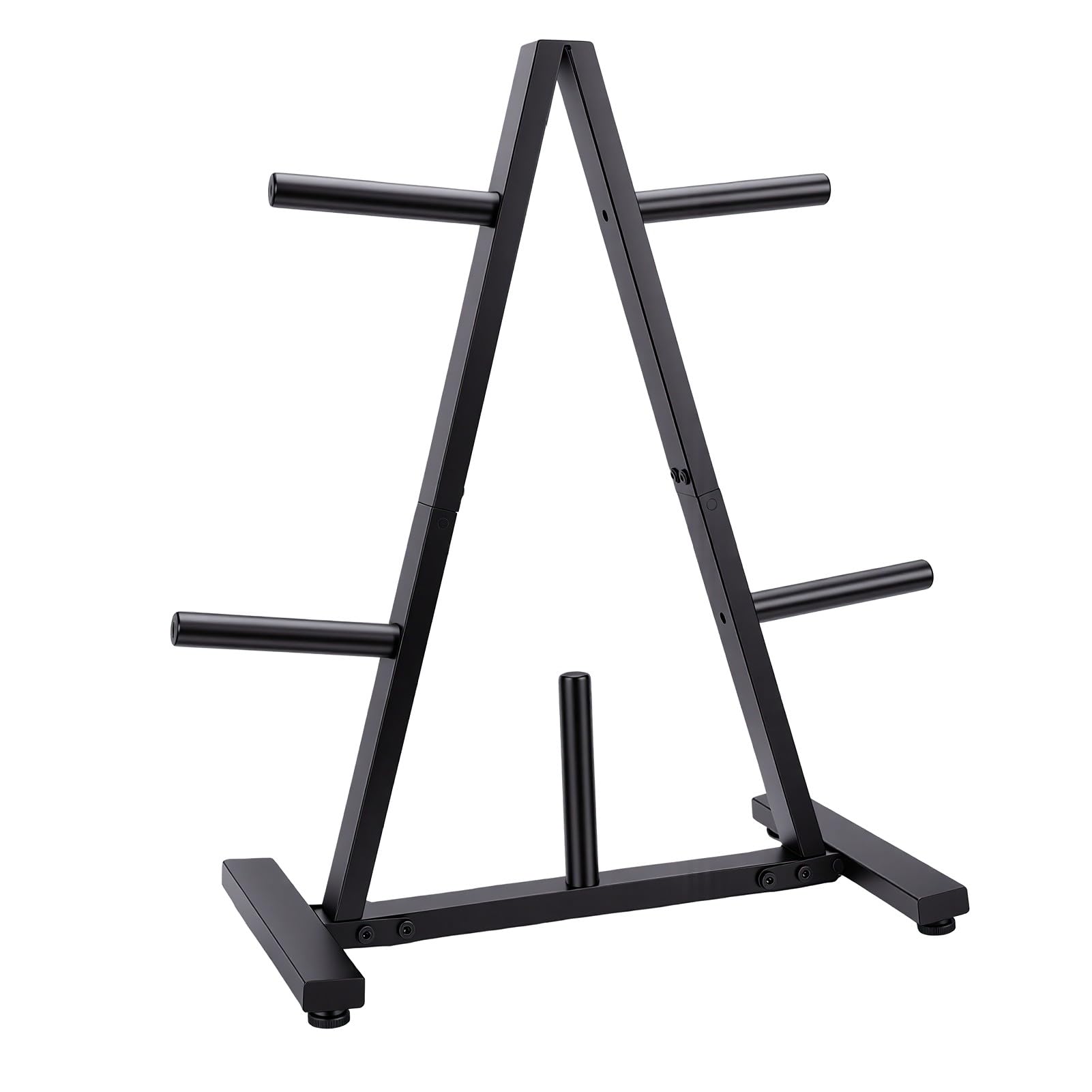 Barbell Weight Plate Organizer, Durable Steel Rack | Wytrzymuje 300 funtów, kształt trójkąta, łatwy dostęp, idealny do domowej siłowni, maksymalizuje przestrzeń