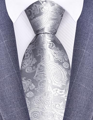 Image of GUSLESON 3.15 inch(8cm) Fashion Paisley Ties Mens Woven Jacquard Necktie for Wedding