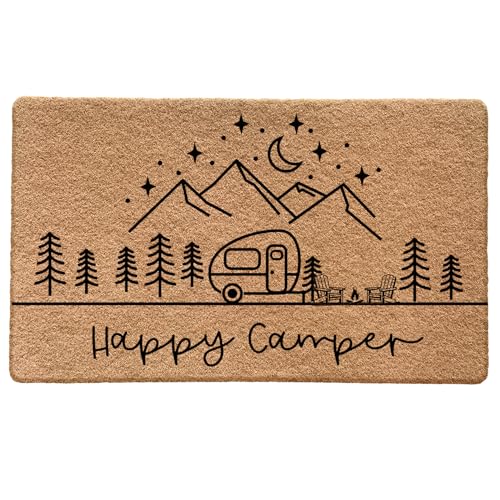 Qabliqo Camping Door Mat RV Camper Cabin Doormat for Front Door Outdoor Outside Entrance Porch Gifts for Camping Lovers Welcome Mats Doormats Outside 17x30 Inches