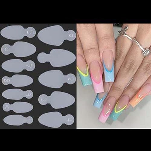 12 calcomanías para moldes de uñas, almohadilla de silicona para uñas, extensión de gel, molde de uñas autoadhesivas, formas de extensión de uñas de