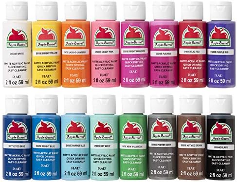 Apple Barrel Acrylic Paint Set, 16 Piece (2-Ounce), Best Colors Count