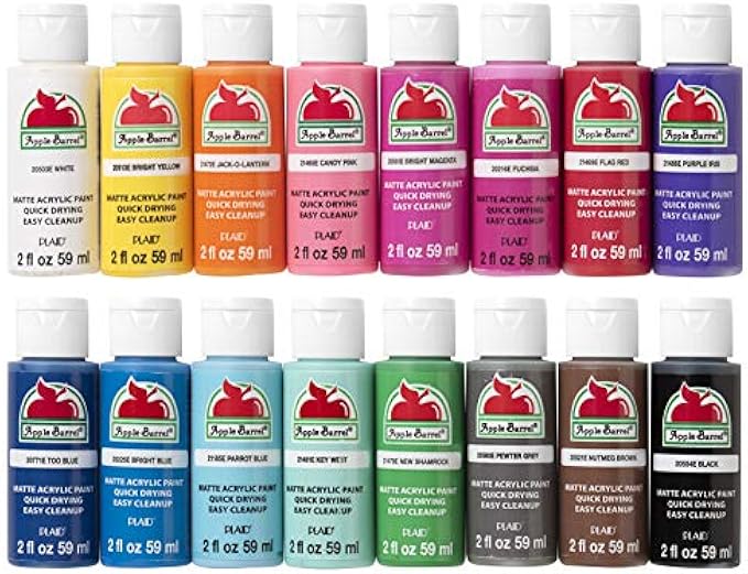 Apple Barrel Acrylic Paint Set, 16 Count (2 oz), Best Color Count