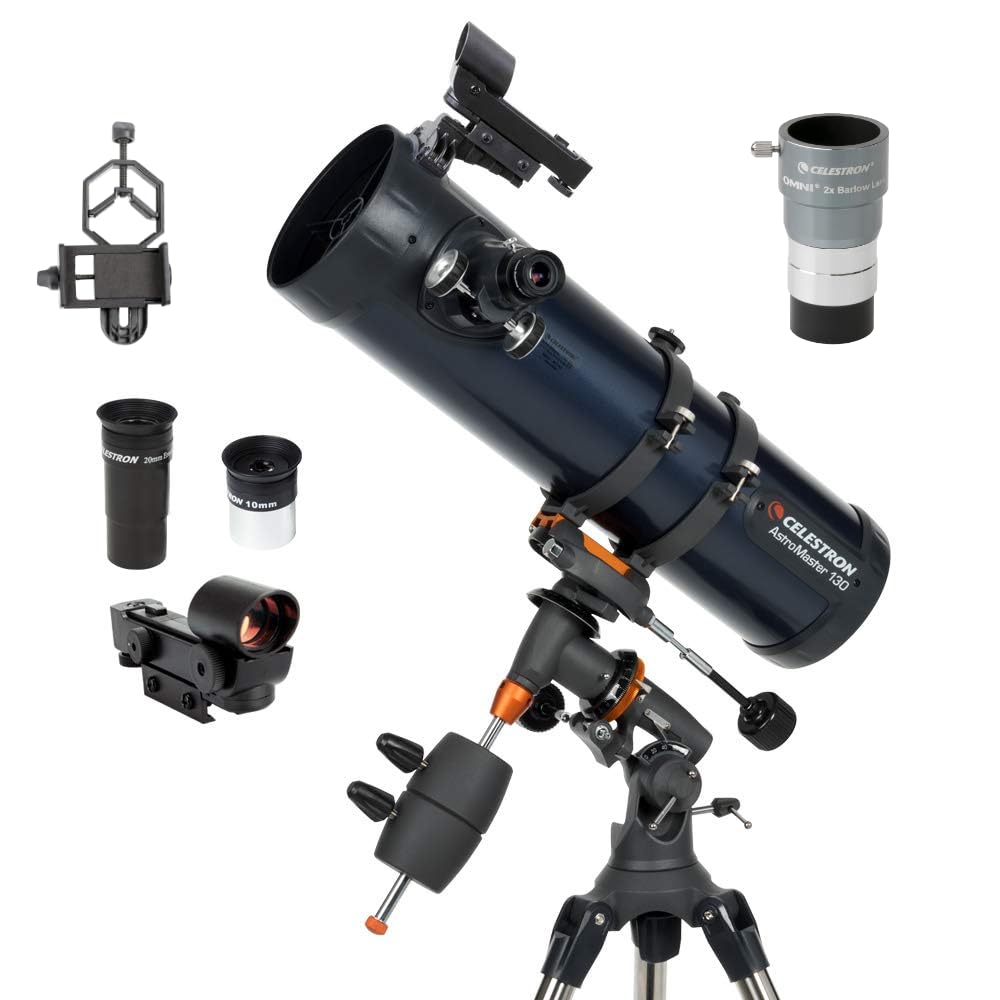 Celestron AstroMaster 130EQ Telescope Include Omni 2X Barlow Lens and Smartphone Adapter-image-10