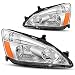 Headlight Assembly for 2003 2004 2005 2006 2007 Honda Accord Replacement Headlamp,Chrome Housing Clear Lens,One-Year Limited Warranty(Passenger And Driver Side)
