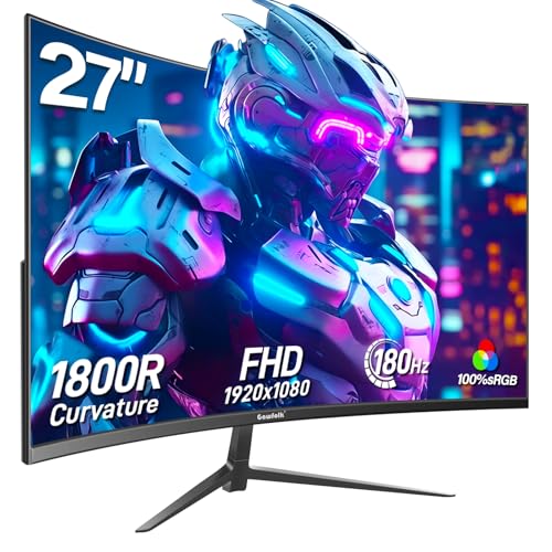Monitor Gaming 27 Pollici Curvo 180hz, Schermo PC 1080P FHD, 1800R Computer Monitor FreeSync & Protezione Occhi Supporto HDMI e DP