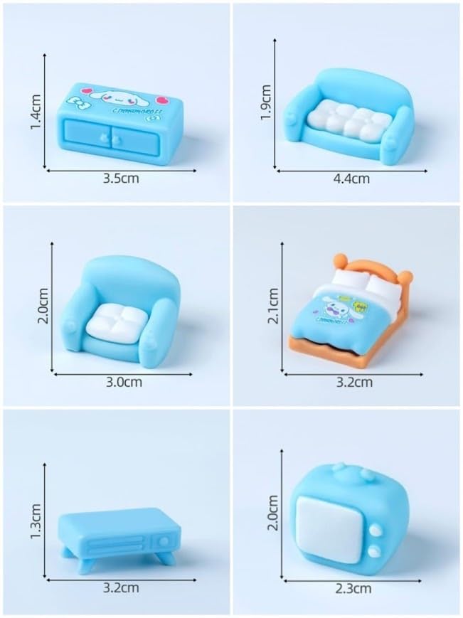 Image of Miniature Bedroom Furniture Set of 6 | Dollhouse Accessories for Kids & Collectors | Miniature Garden Decor & Home Craft Display | Ideal Gift for Girls, DIY & Art Lovers