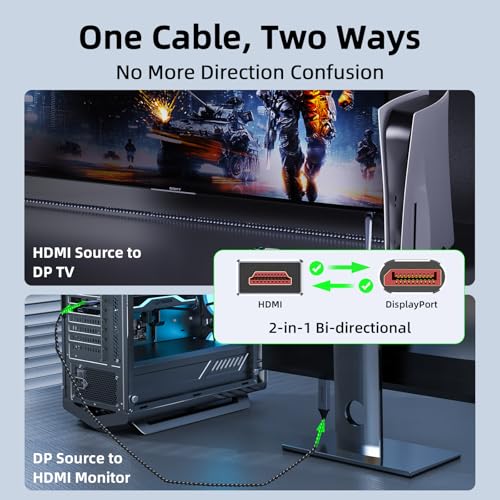 Câble DisplayPort 4K HDMI bidirectionnel fluide à 60 Hz pour console PS5 - 2