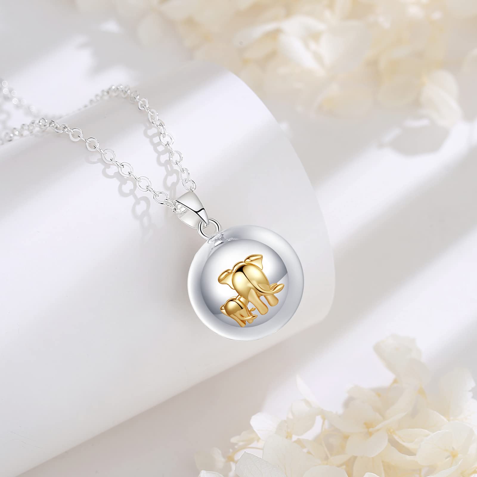 Llamador de Ángeles Embarazada Collar de Embarazo, Pingüino Panda Collares Colgantes Madre e Hijo Elefante de Mujer Primer Embarazo Mamá Regalos para Embarazada, 45inch + 30inch