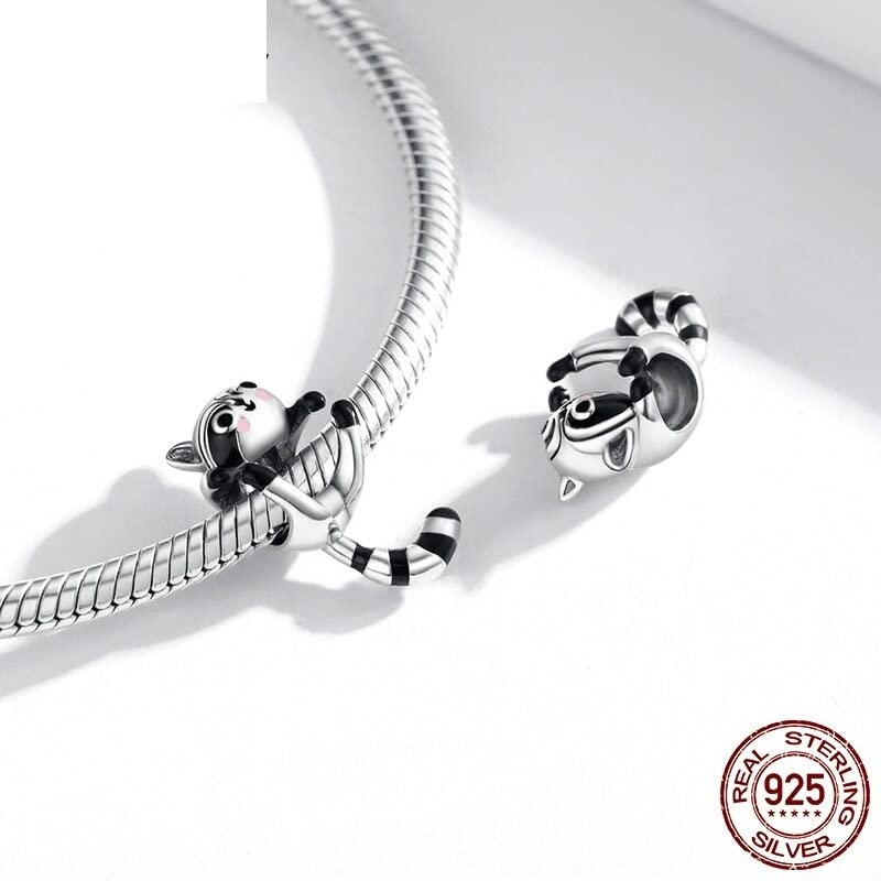 Accesorio de pulsera con abalorio de mapache de plata 925 para diseño de joyería femenina 3