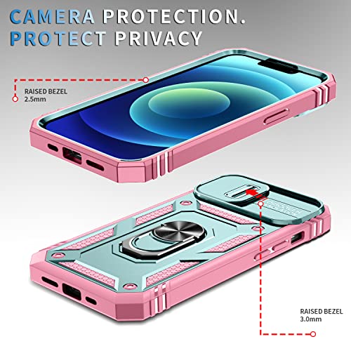 DAWEIXEAU Case Compatible with iPhone 15 Plus, Shockproof Impact Resistant with Slide Lens Protective Cover Case for iPhone 15 Plus 6.7 inch (Pink Green) by DAWEIXEAU - Used condition - Image 4