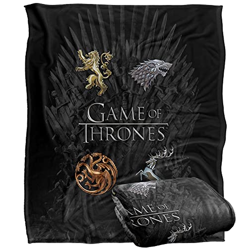 Game of Thrones Chrome House Sigils Plaid Ultra Doux au Toucher Soyeux – 152 x 127 cm