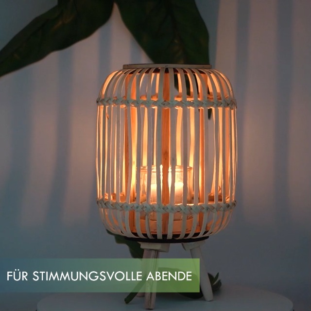 Amazon.de: Bambus Laterne Urban/Windlicht Bambus oval im Boho Style mit  Sicherheitsglaseinsatz als Balkon Accessoires und Garten Accessoires fr  die Terrasse sowie Deko Laterne fr drinnen von HISA DARIL