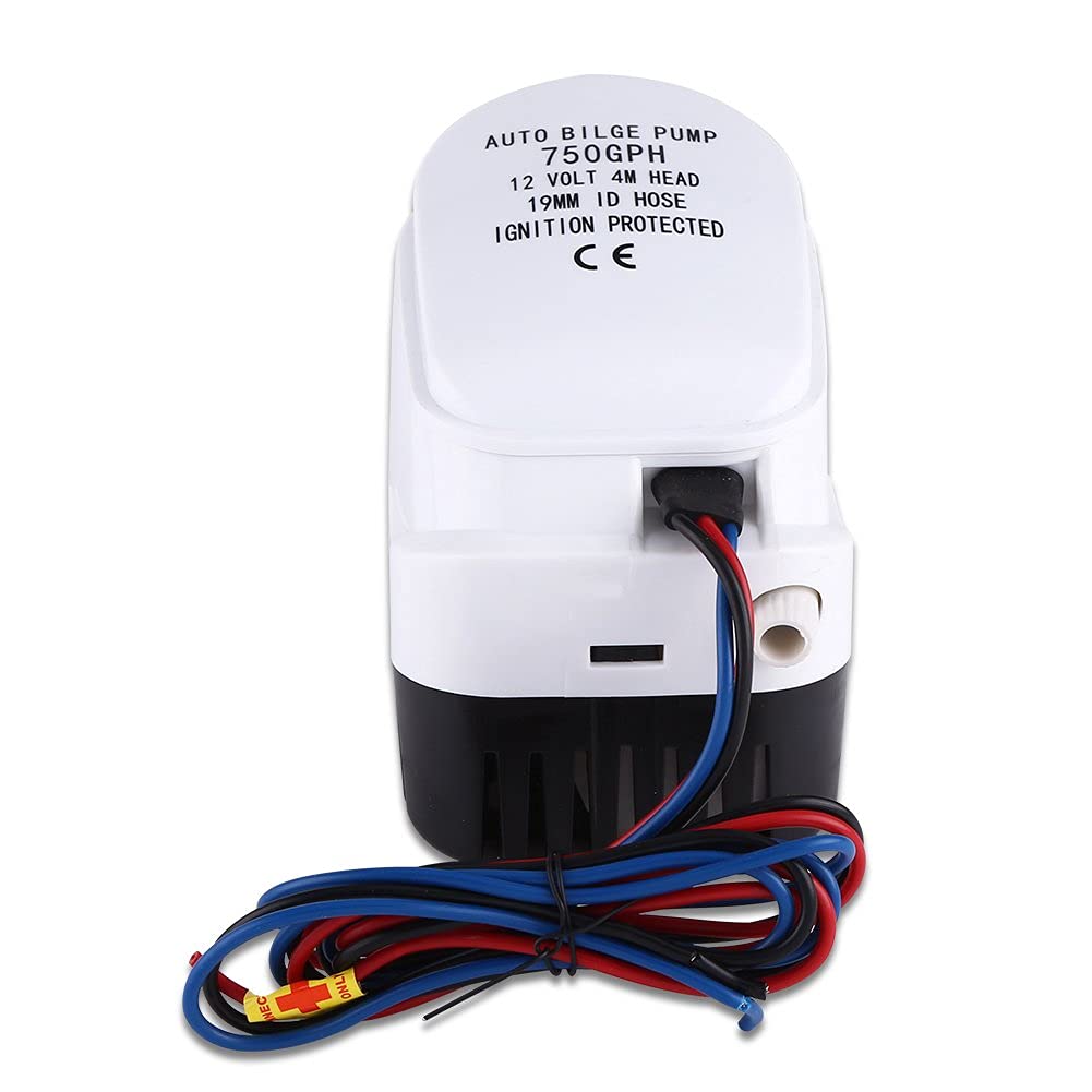 Automatische Bilgepumpe 12V 750GPH Tauchpumpe Bilgepumpe Bilgenwasserpumpe Tauchhydraulikpumpe Boots Lenzpumpe Wasserpumpe mit Schwimmerschalter für Boot Yacht