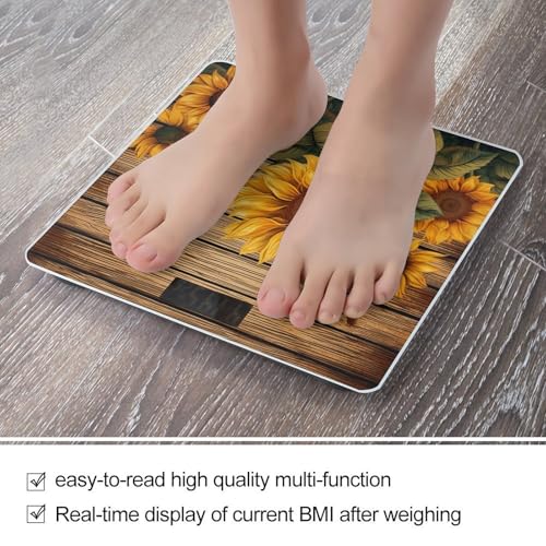 Báscula digital de baño con diseño girasol y plataforma de vidrio templado miniatura 5
