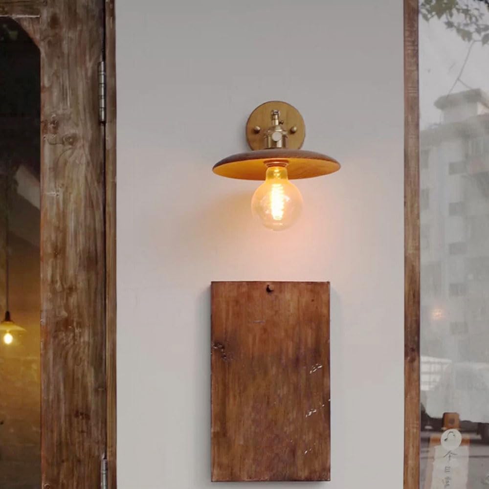 Applique Da Parete Nordica In Legno Regolabile In Ottone, Lampada Da Parete Moderna In Legno Massello Con Interruttore On/Off, Apparecchio Di Illuminazione Da Parete Per Interni Retrò Vintage E27 Cab