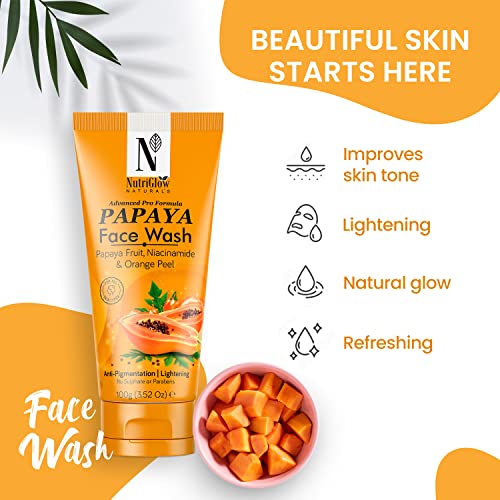 NutriGlow NATURAL'S Advanced Pro Formula Papaya for Skin Brightening & Tan Removal Face Wash (100 g) - Image 3