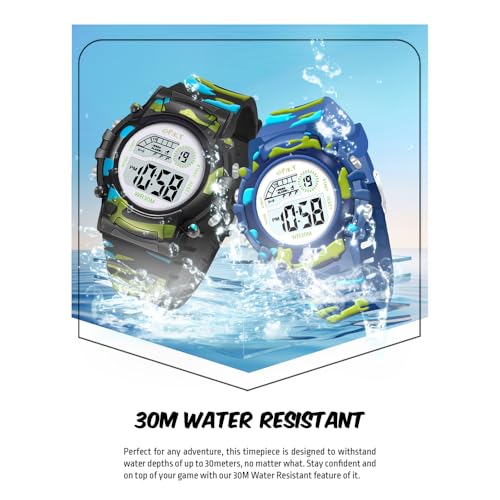 Image of SPIKY Round Digital Sports Watch for Kids | Military, Camouflage Design | Multifunctional & Luminous Display | 30M Water Resistant | Best Birthday Gift Wrist Watches for Boys & Girls | Age 2-12 Years