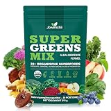 Grüne Entgiftungspulver, Grünes Superfood Pulver Helfer– 33 Zutaten mit Spirulina, Chlorella, Pflanzenstoffen – Greens Pulver mit Ballaststoffen, Enzymen & Probiotika – Vegan, ohne Zuckerzusatz