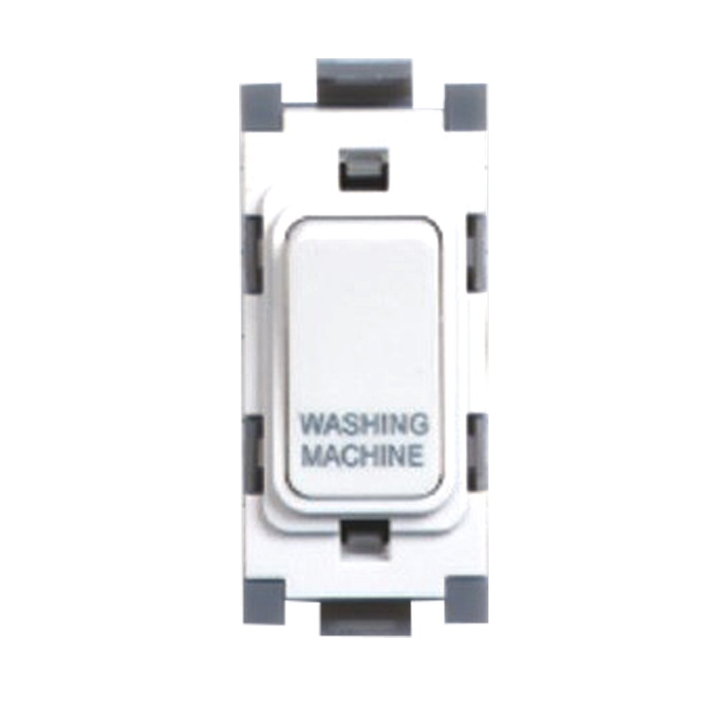 Deta Gridswitch Double Pole 20A 2 Way Module Washing Machine Switch - White
