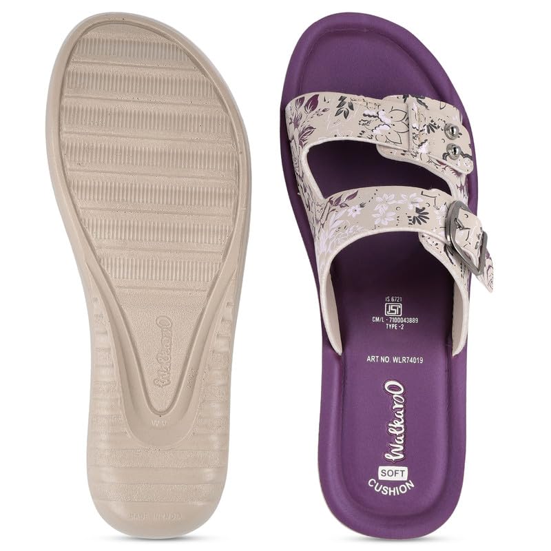 Image of WALKAROO Slip-on Sandals for Women|Lightweight PU Wedge Sole, Comfortable Sandal|Walking, Shopping, Travel, Casual Wear Sandal-WLR74019