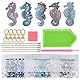 VETPW 5 Stück 5D DIY Diamant Malerei Schlüsselbund mit Seepferdchen Design, Doppelseitig DIY Full Drill Diamond Pasted Painting Keychain für Damen Geldbörse Rucksack Handtasche Dekoration