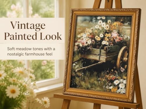 ApexBlume Vintage Wildflower Wooden Cart Framed Wall Art - image 6