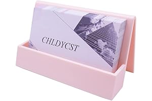Modern Plastic Pink Business Card Holder for Women's Desk