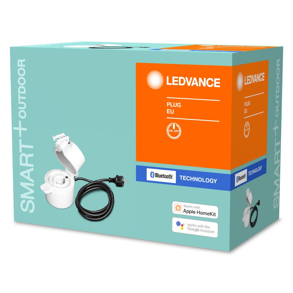 LEDVANCE Enchufe exterior inteligente con tecnología Bluetooth, Control por voz disponible a través de Apple Homekit, Asistente de Google, Amazon Alexa, IP44, paquete de 8