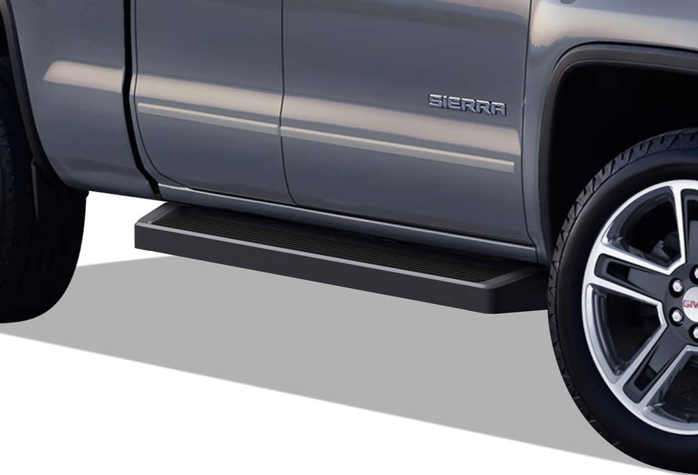 APS Running Boards (Nerf Bars Steps) Compatible with Chevy Silverado GMC Sierra 2007-2018 Double Cab Extended Cab & 2500 HD 2019 (Exclude 07 Classic)(Include 19 1500 LD) (Black Running Board)