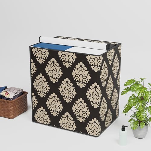 Image of Kuber Industries Cotton Washing Machine Cover Semi Automatic | Washing Machine Cover Top Load - Suitable for 6 Kg, 6.5 Kg, 7 Kg | Kniting Square Design - Brown