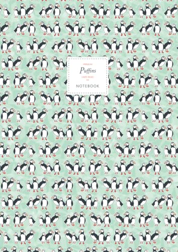 Puffins Notebook - Lined Pages - A4 - Premium: (Spring Green Edition) Fun notebook 192 lined pages (A4 / 8.27x11.69 inches / 21x29.7cm)