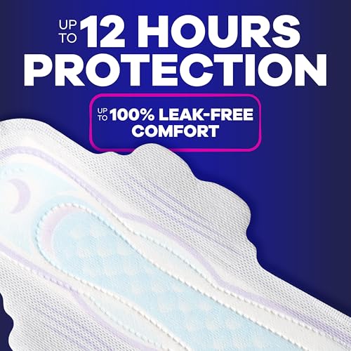 Image of Always Ultra Thin Feminine Pads with Wings for Women, Size 5, Extra Heavy Overnight Absorbency, Unscented, Up to 100% Leak-Free Comfort, 34 Count