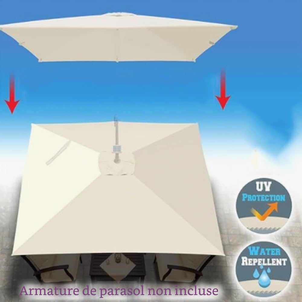 Auvent De Parapluie Déporté Carré Toile De Rechange Parasol De Jardin 8 Baleines 3x3m Couverture De Rechange pour Parasol Piscine Jardin Marché(Red,3x3m (9.8x9.8ft))