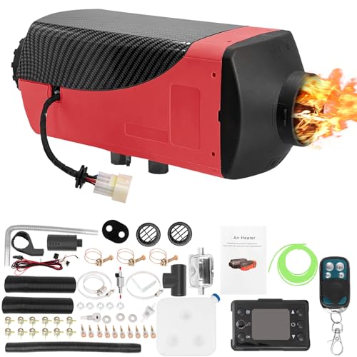 8KW Diesel Air Heater 2026 Upgraded All-in-One Portable Parking Heater with Bluetooth App Remote & LCD Control 12V for Campervan RV Trucks Boat and Home Use (Red)
