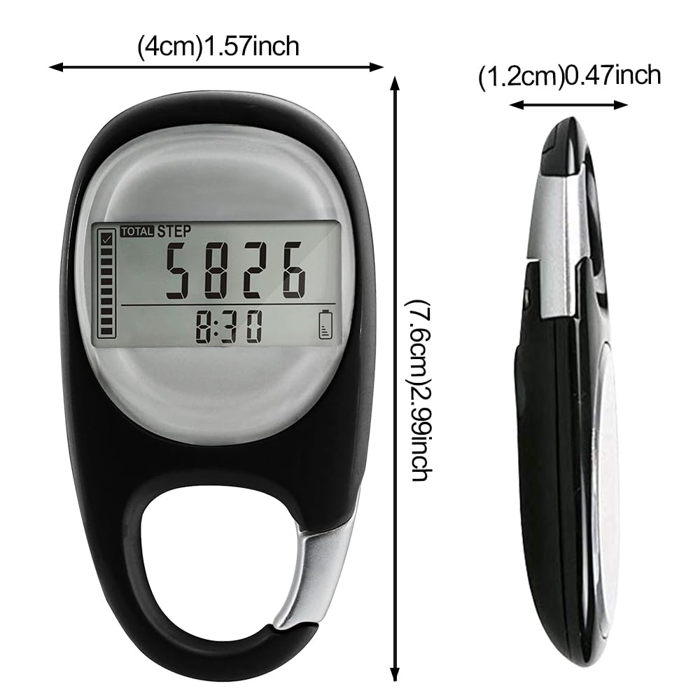 Podometre Marche 3D, Podomètre numérique 3D avec Mousqueton, Mini Podomètre, Podomètre de Poche, Compteur de Pas de podomètre de Marche Simple, pour Marche, Course, Randonnée