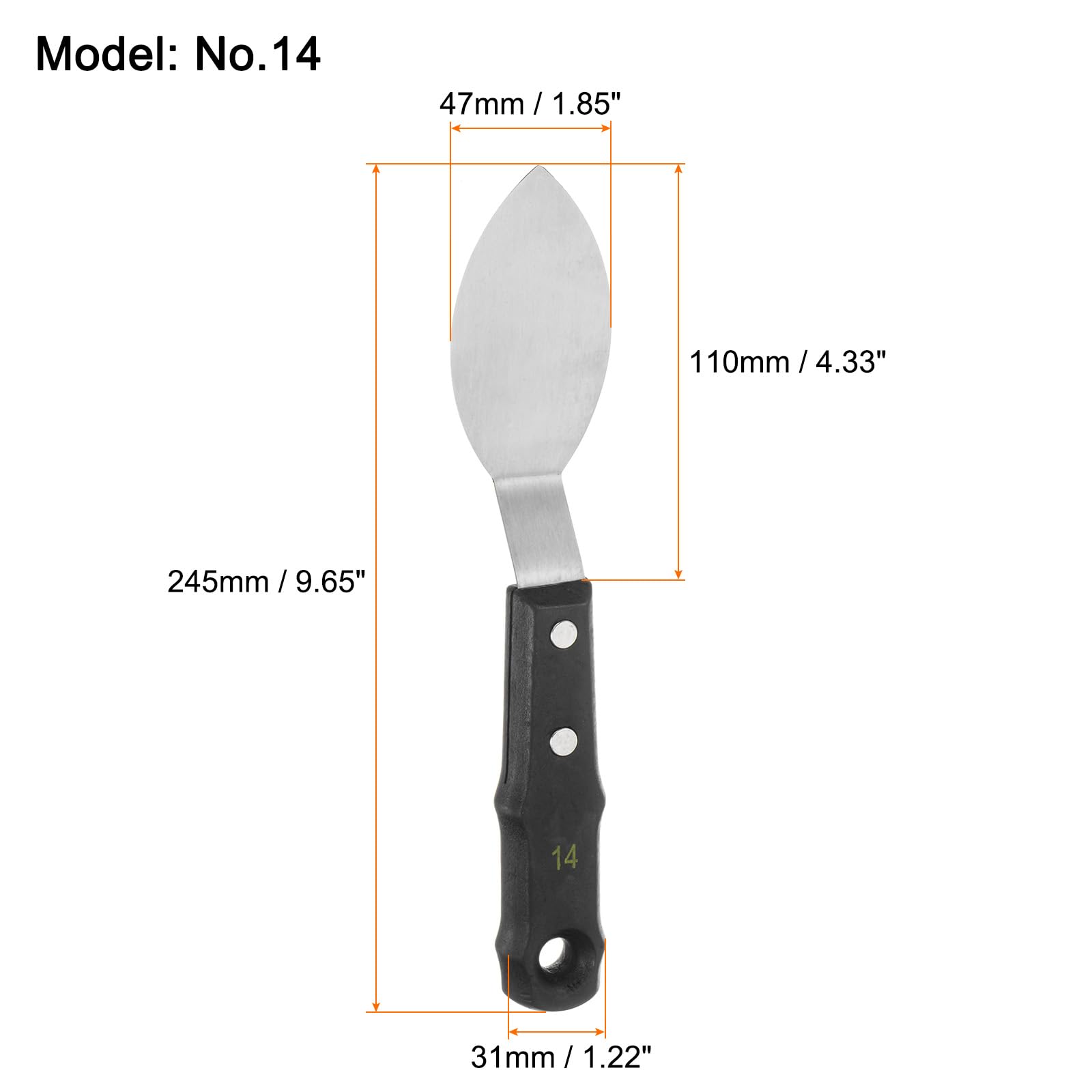 HARFINGTON 2pcs No.14 Painting Palette Knives Stainless Steel Pointy Spatula Pallet Knife with Wood Handle for Oil Acrylic Paint Canvas Color Mixing Spreading