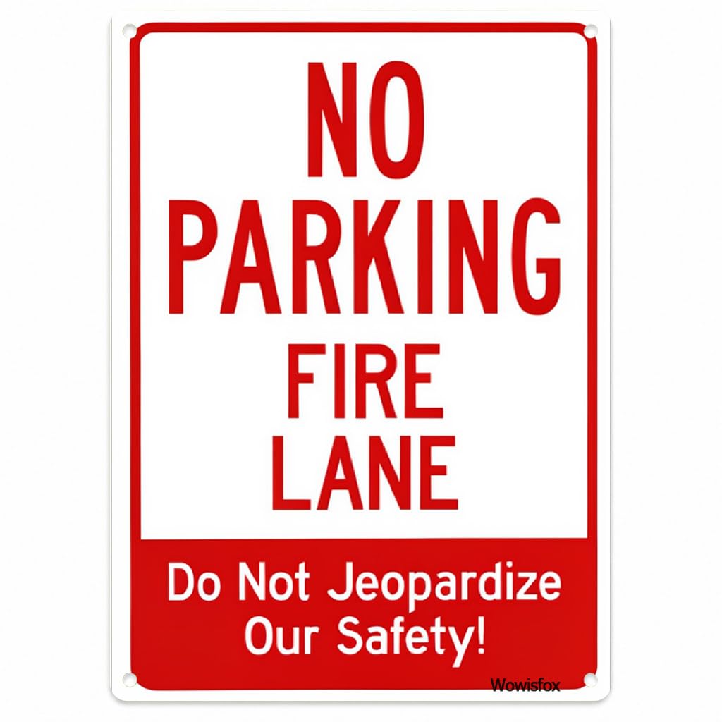 No Parking Fire Lane Sign, 8 x 12 Inch Aluminum with Mounting Holes