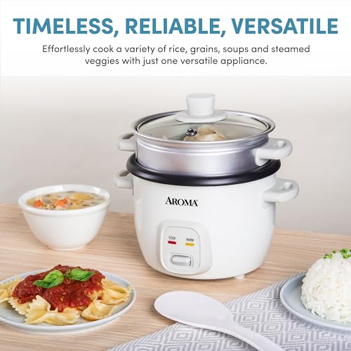image for AROMA® Rice Cooker, 2-Cup (Uncooked) / 4-Cup (Cooked), Steamer, Grain