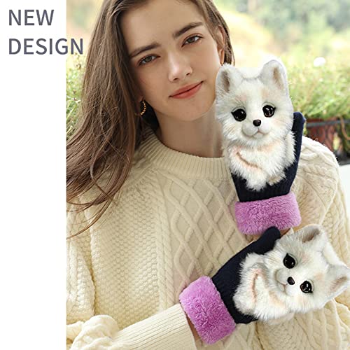 Hand-Knitted Pet Gloves, 2023 New Cute Animal Mittens, Full Fingers Thickening Soft Winter Warm Mittens for Kids Girl