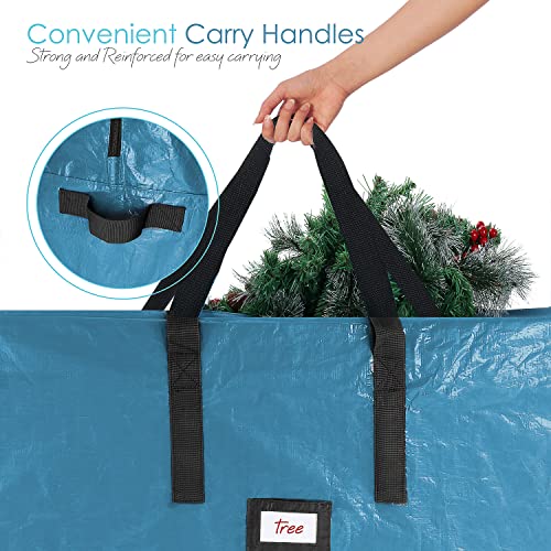 Image of Hearth & Harbor Christmas Tree Storage Bag - Artificial Christmas Tree Bag with Reinforced Handles, Dual Zipper, Wide Opening - Storage Container for Trees and Decorations, 2 Piece set - 7.5 + 9 FT