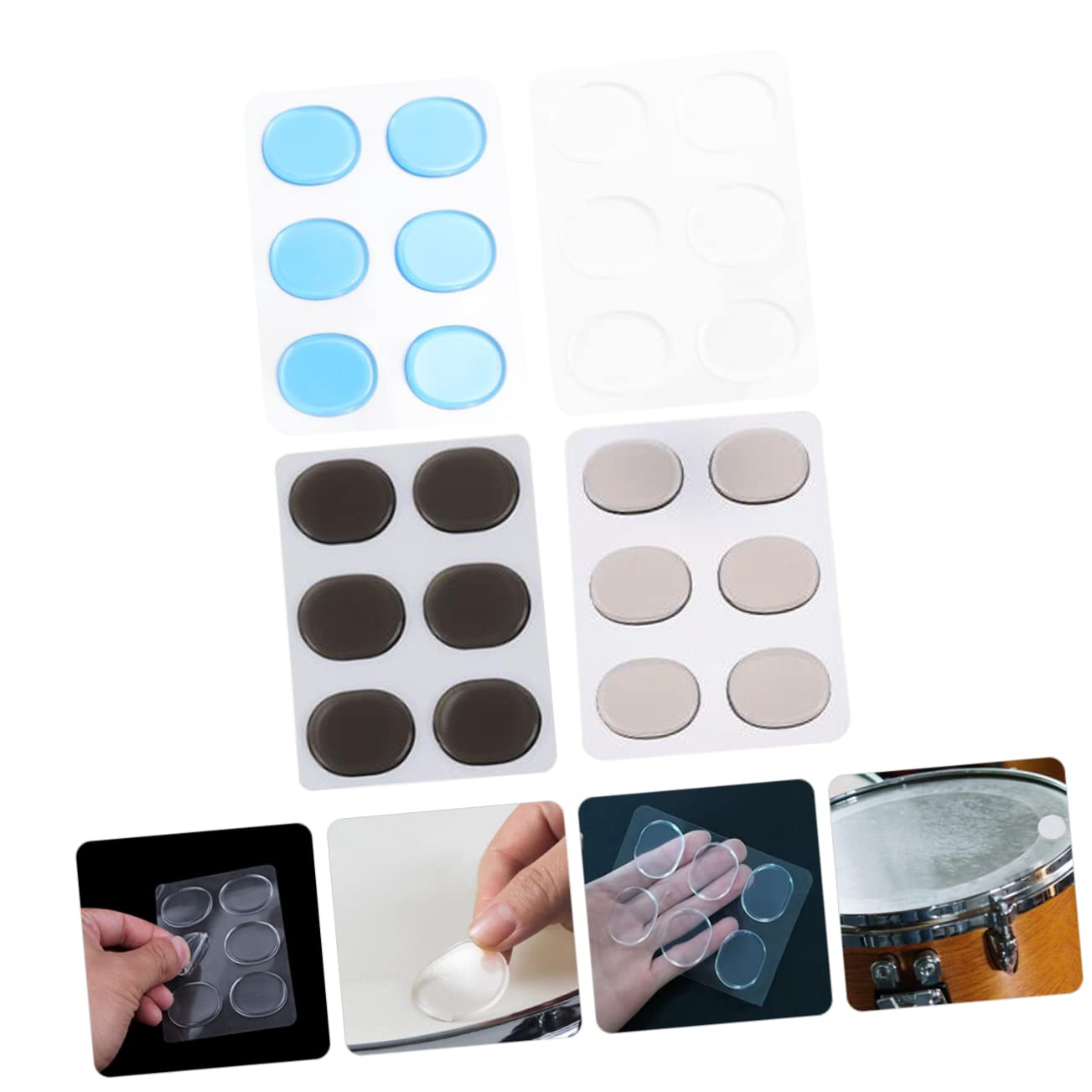 ibasenice 20 Fogli Pad mute per rullante smorzatore per piatti a tamburo tappetini per tamburi Mute per batteria Accessori per batteria smorzatori per rullante ammortizzatori a tamburo
