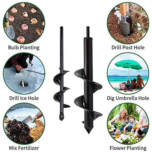 Earth Auger Drill Bit Set, Garden Bulbs Planting Post Hole Digger with Non-Slip Hex Drive Drill,2 PCS Spiral Rapid Planter Tool with Garden Gloves (12"x3" and 9"x1.6") 4 Earth Auger Drill Bit Set, Garden Bulbs Planting Post Hole Digger with Non-Slip Hex Drive Drill,2 PCS Spiral Rapid Planter Tool with Garden Gloves (12"x3" and 9"x1.6") - Image 4