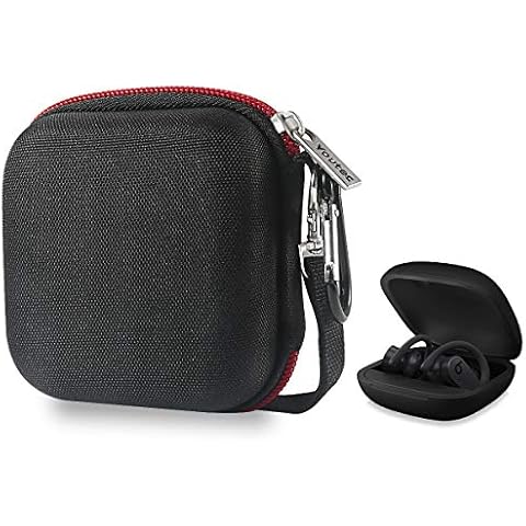 Youtec Compatible with Powerbeats pro Case Cover, Hard Travel Protective Carrying Storage Cover Case Nylon Accessories Bag Women Men with Lanyard + Carabiner Compatible with Power Beats Pro Cover