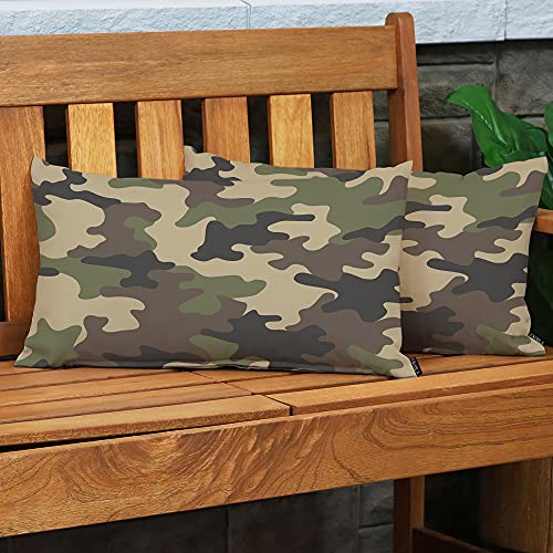 Ekobla PILLOW-THROW-H78 Camouflage Pattern Rectangle Pillow Covers Military Combat Woodland Green Black Lumbar Pillow Cases thumb #2