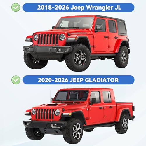 Image of Window Visors Rain Guards for 2018-2026 Jeep Wrangler JL & 2020-2026 Jeep Gladiator, Out-Channel Window Vent Wind Deflectors Visors Shades