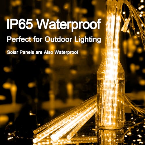 GHONLZIN LED Solar Falling Christmas Lights, 240 LEDs Meteor Shower Rain Lighting - Image 3