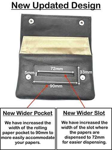 Premium Soft Black Leather Cigarette Rolling Tobacco Pouch Case Organiser2