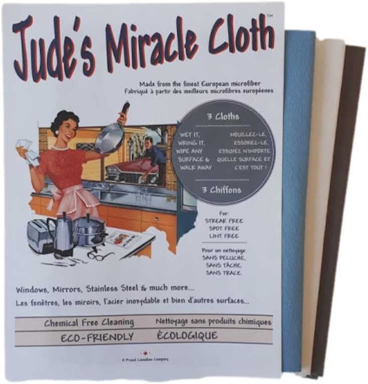 Jude's Miracle Cloth Microfiber Cleaning Cloth 4 Pack for Windows Mirrors Crystal Eye Glasses TV Computer Screen Countertops Cars & Boats Chemical Free (2 White 2 Blue)