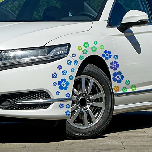Image of 1 Set Flower Graphics Car Auto Body Sticker DIY Colorful Flower Pattern Self-Adhesive Car Side Vinyl Sticker Hood Decal, Holographic Laser